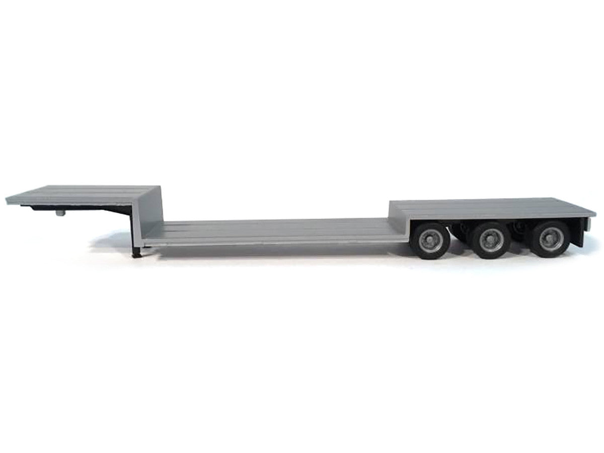 3-Axle Double-Drop Flatbed Trailer Silver Top 1/87 (HO) Plastic Model by Promotex LuxuryLifeWay Online Store