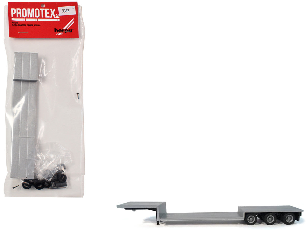 3-Axle Double-Drop Flatbed Trailer Silver Top 1/87 (HO) Plastic Model by Promotex LuxuryLifeWay Online Store