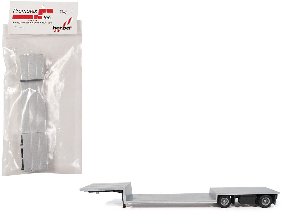 Spread Axle Double-Drop Flatbed Trailer Silver Top 1/87 (HO) Plastic Model by Promotex LuxuryLifeWay Online Store