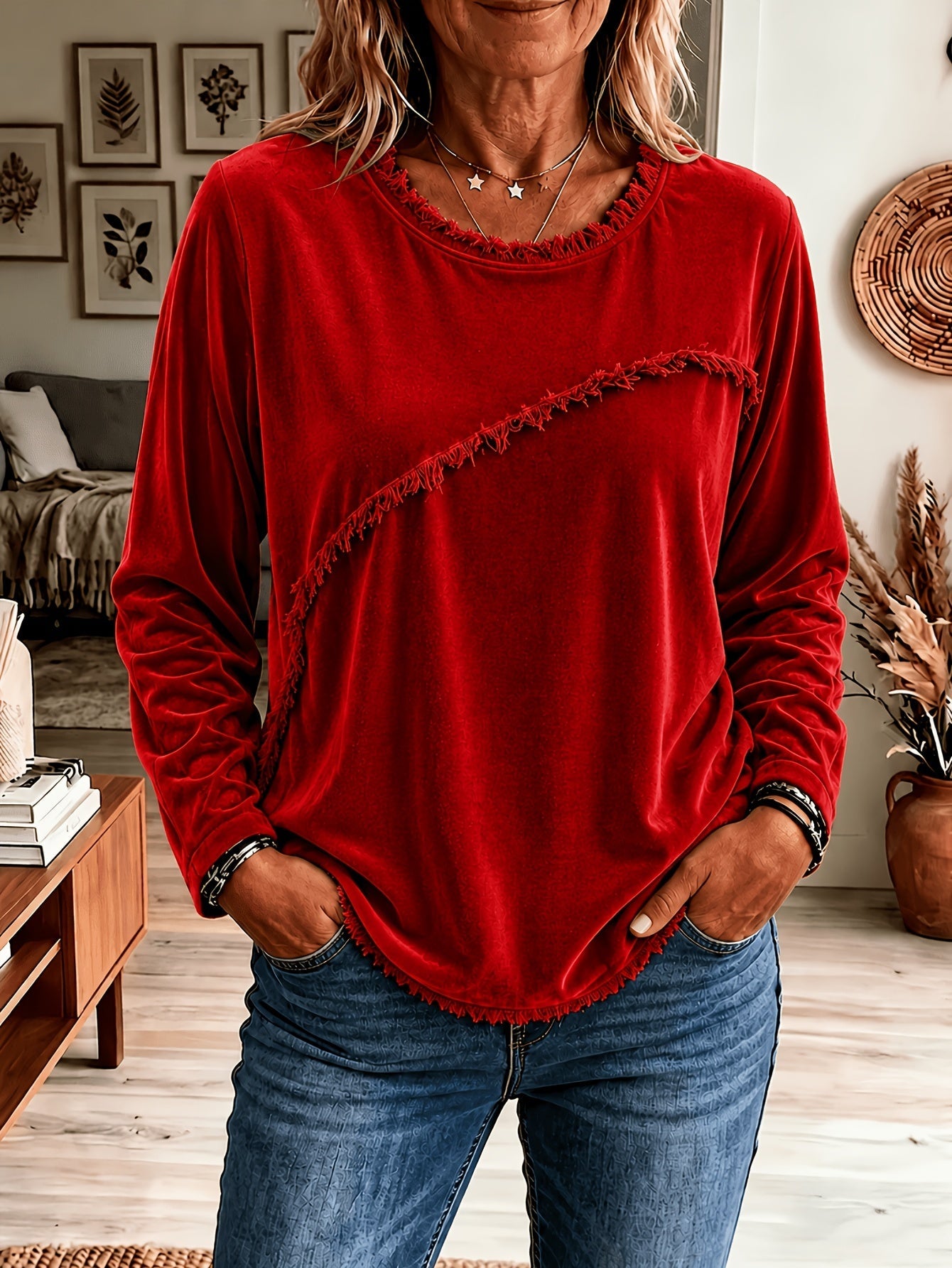 Retro Round-neck Long-sleeve Shirt NorixaFashion.com