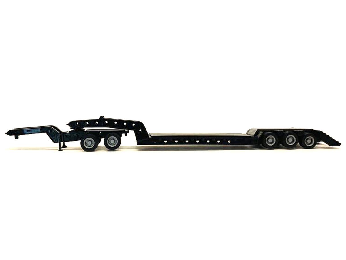Heavy Equipment Lowboy Trailer with Jeep Black 1/87 (HO) Plastic Model by Promotex LuxuryLifeWay Online Store