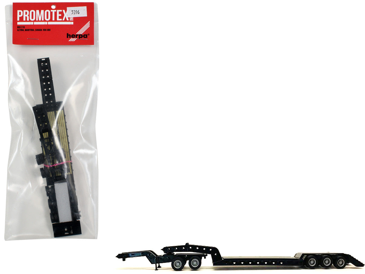 Heavy Equipment Lowboy Trailer with Jeep Black 1/87 (HO) Plastic Model by Promotex LuxuryLifeWay Online Store