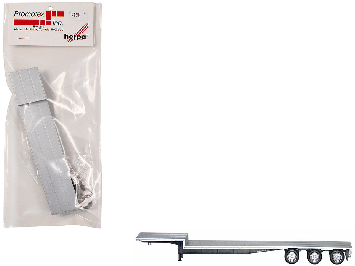 48ft 3-Axle Drop Deck Trailer with Chrome Wheels and Silver Top 1/87 (HO) Plastic Model by Promotex LuxuryLifeWay Online Store