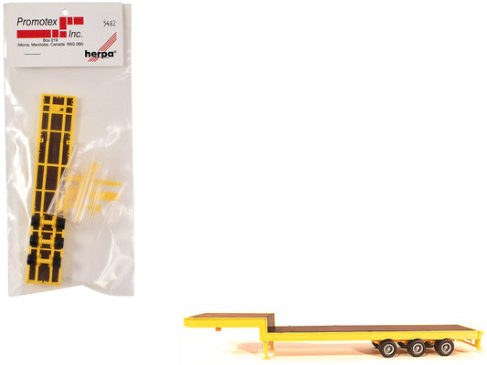 3-Axle Step Deck Equipment Trailer with Ramps Yellow 1/87 (HO) Plastic Model by Promotex LuxuryLifeWay Online Store