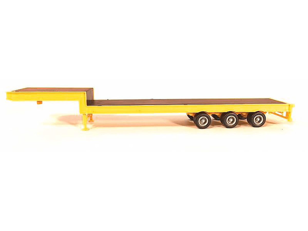 3-Axle Step Deck Equipment Trailer with Ramps Yellow 1/87 (HO) Plastic Model by Promotex LuxuryLifeWay Online Store