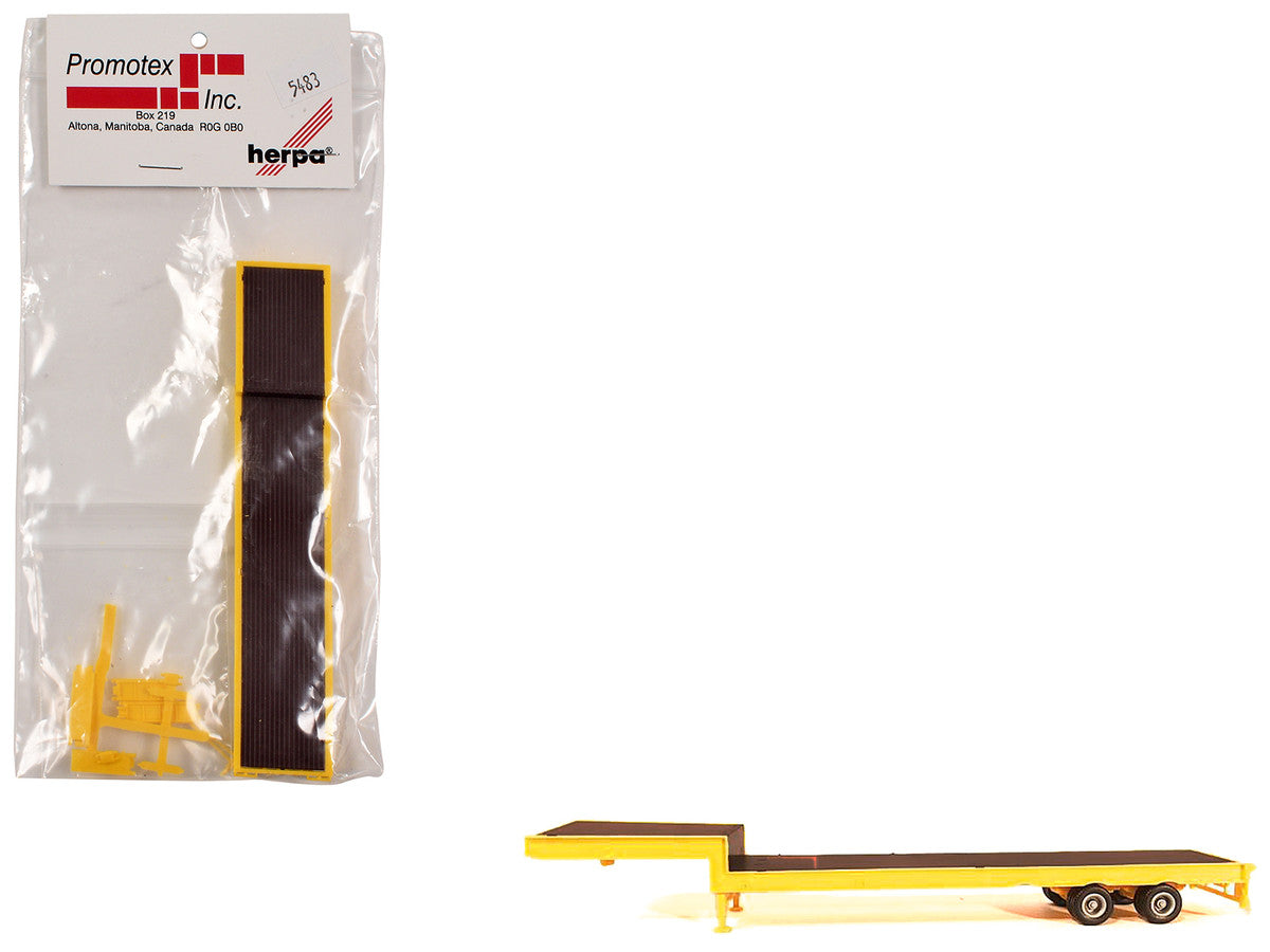 2-Axle Step Deck Equipment Trailer with Ramps Yellow 1/87 (HO) Plastic Model by Promotex LuxuryLifeWay Online Store