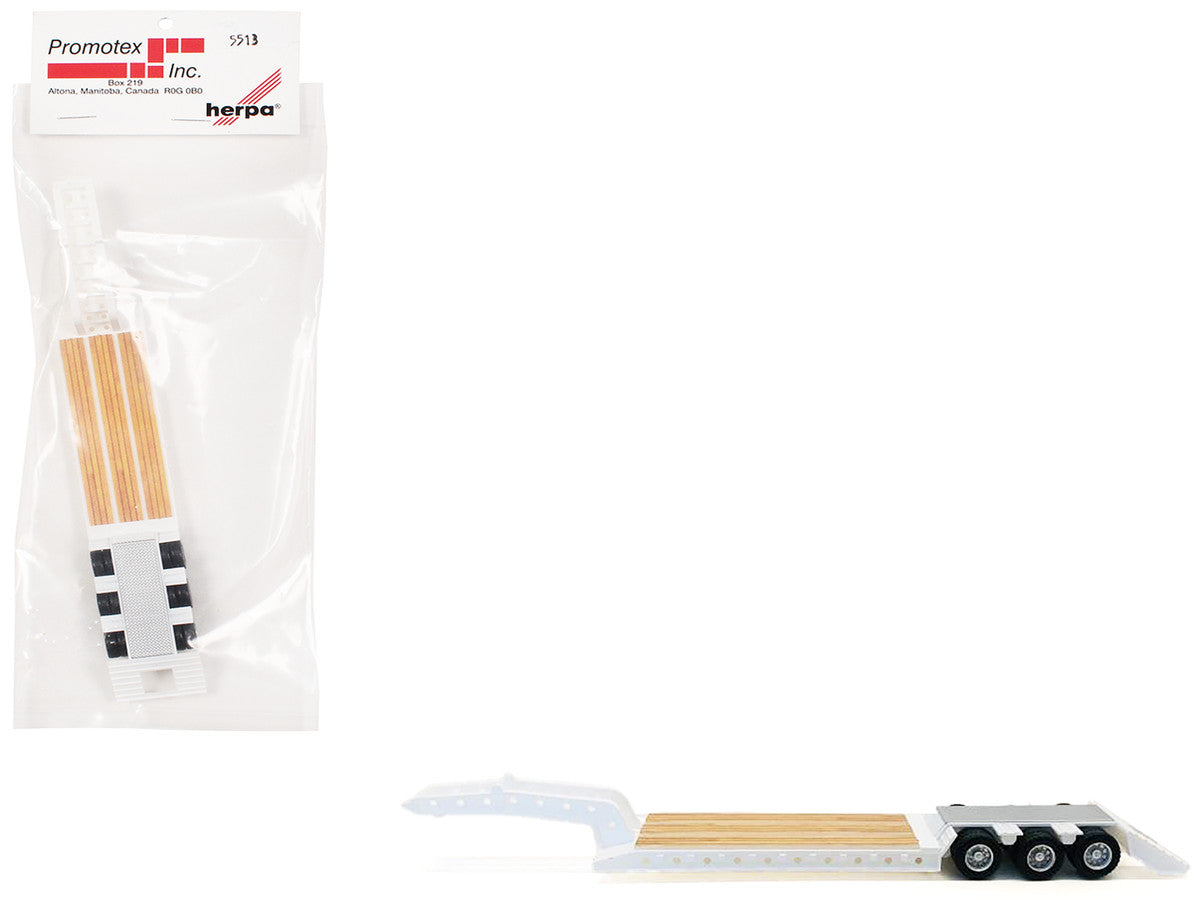 3-Axle Heavy Equipment Lowboy Trailer White 1/87 (HO) Plastic Model by Promotex LuxuryLifeWay Online Store