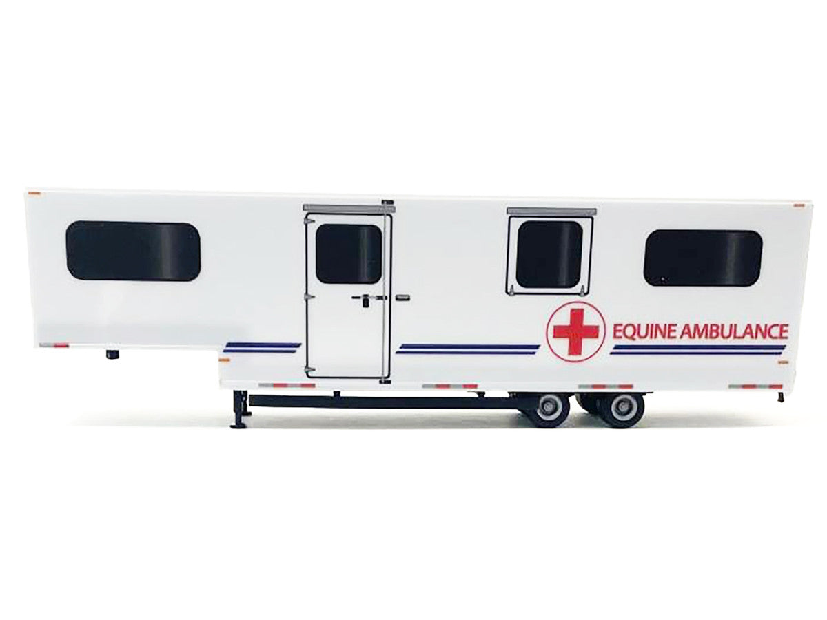 Equine Ambulance Trailer White with Blue Stripes 1/87 (HO) Plastic Model by Promotex LuxuryLifeWay Online Store