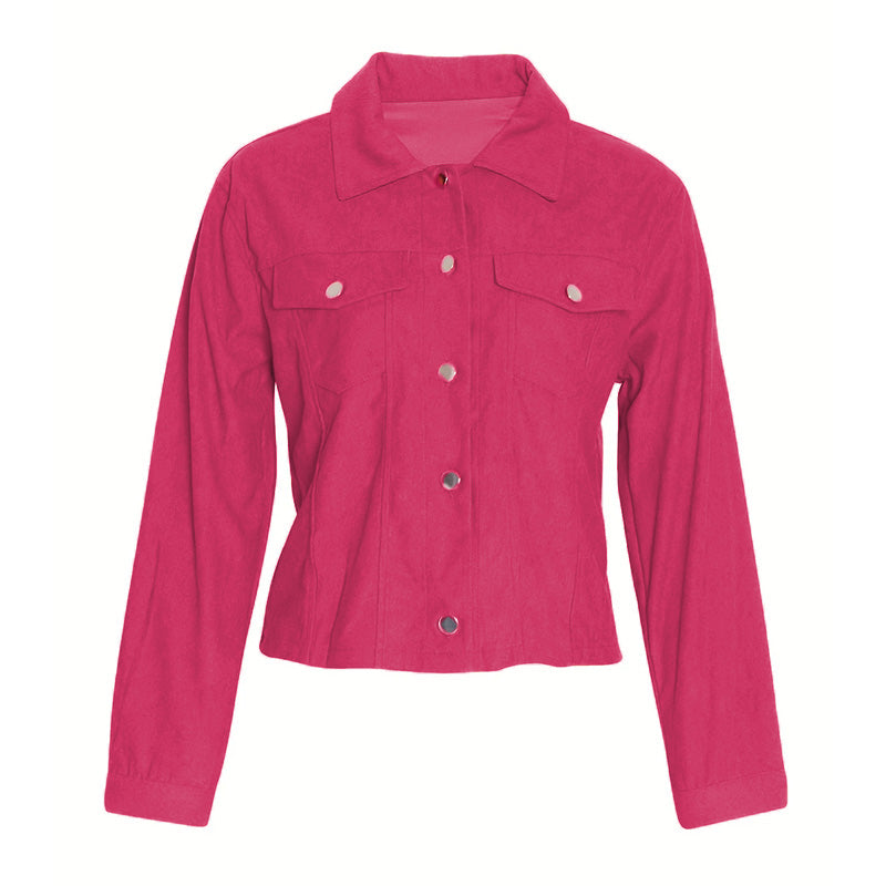 Women's Corduroy Long Sleeve Jacket - Casual Button-Up Coat With Flap Pockets LuxuryLifeWay Online Store