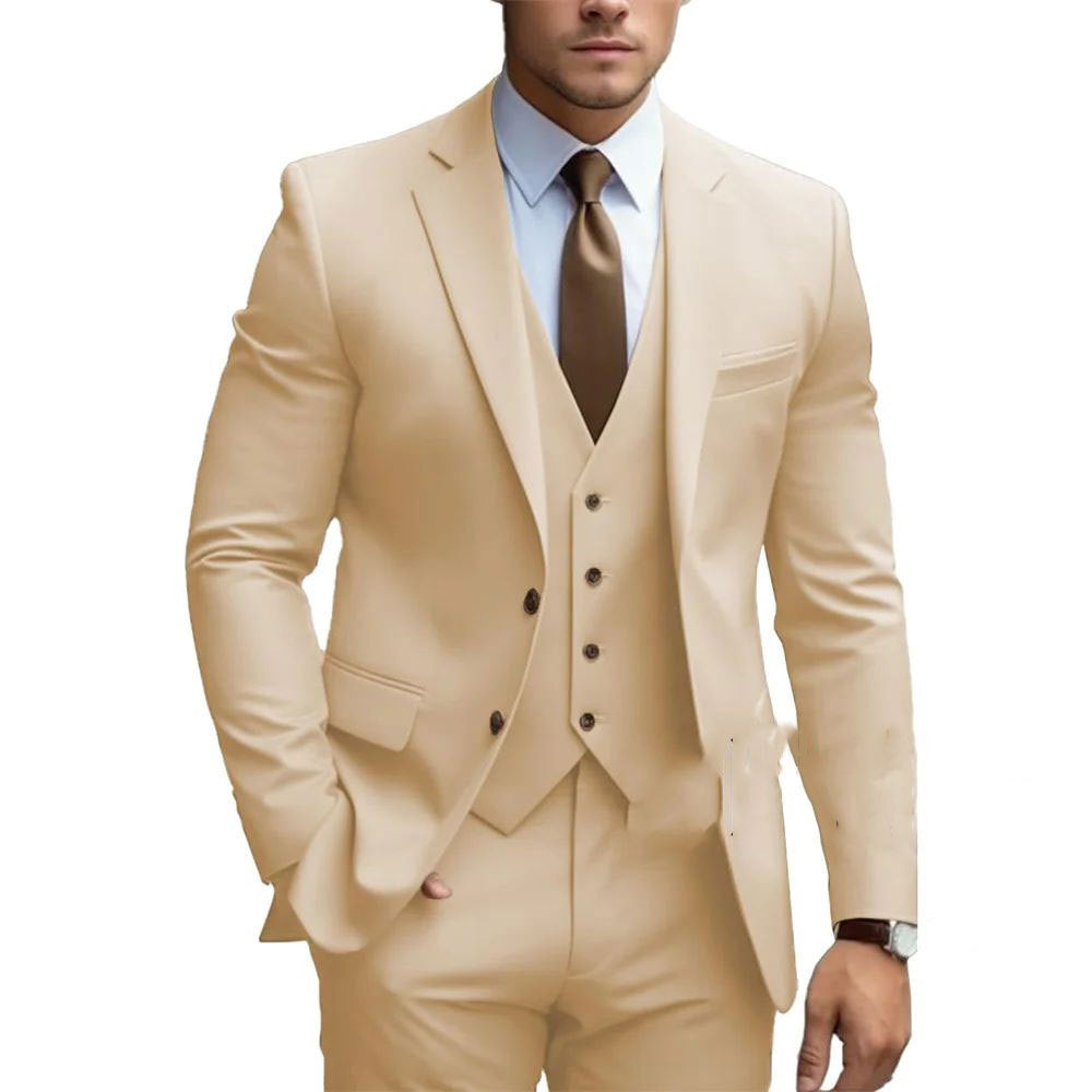 Business Casual Men's Three-piece Suit For Bridegroom Men's Wedding LadyShow.Store