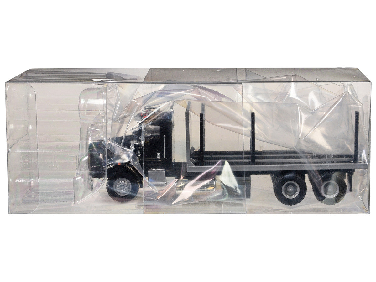 Kenworth T800 Stake Bed Truck Black 1/87 (HO) Plastic Model Car by Promotex LuxuryLifeWay Online Store