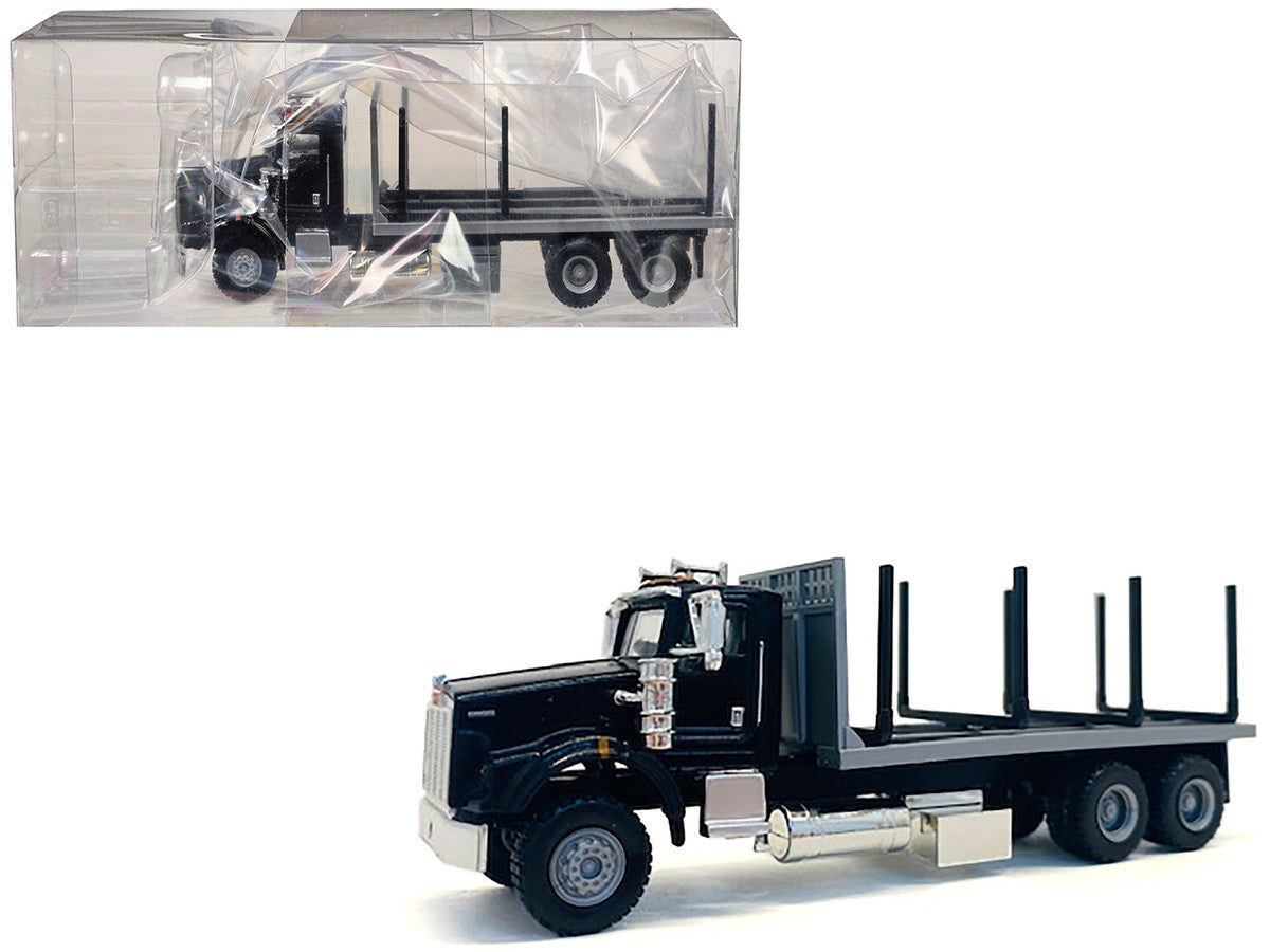 Kenworth T800 Stake Bed Truck Black 1/87 (HO) Plastic Model Car by Promotex LuxuryLifeWay Online Store