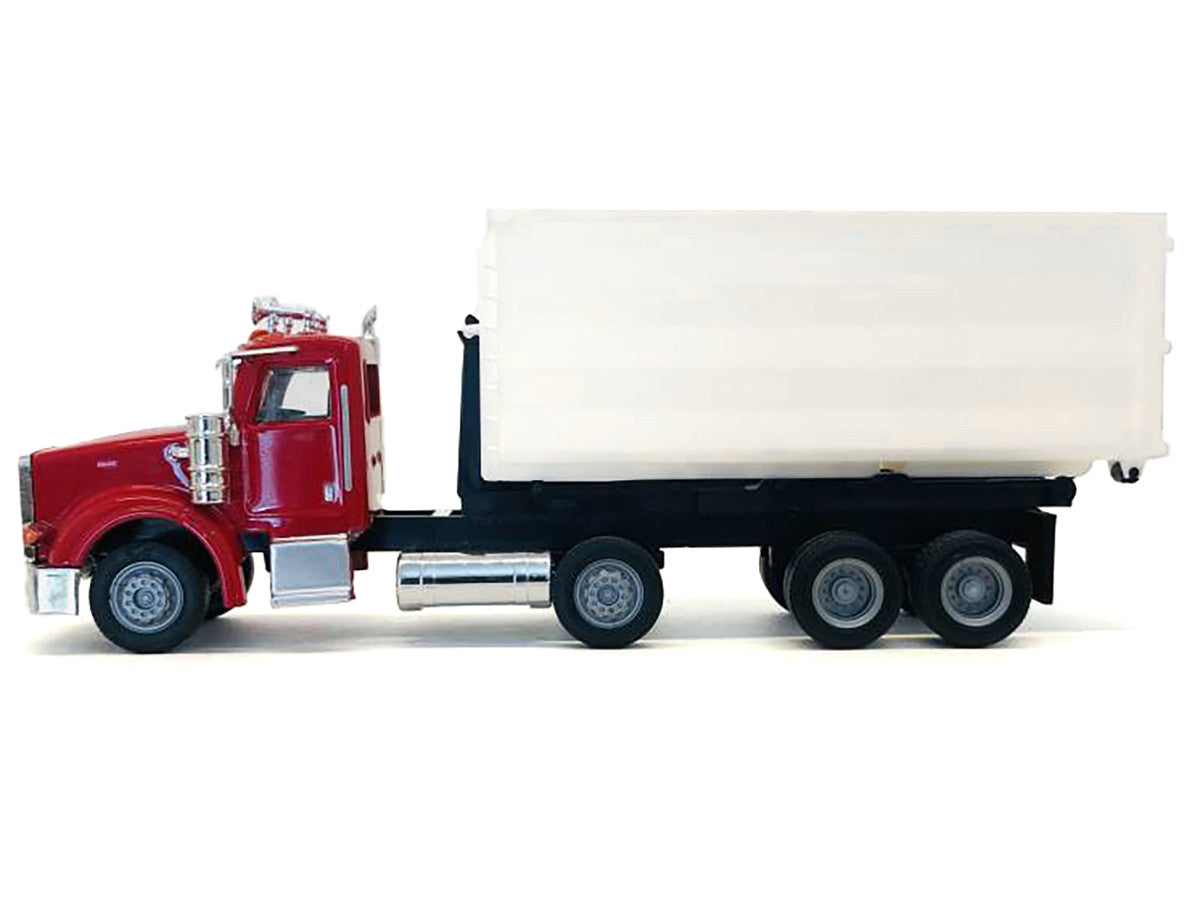 Peterbilt 367 Roll-Off Dump Truck Red with White Box 1/87 (HO) Plastic Model Car by Promotex LuxuryLifeWay Online Store