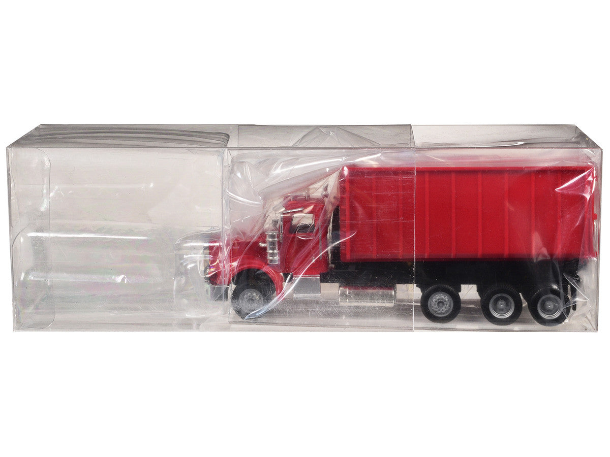 Peterbilt 367 Roll-Off Dump Truck Red with Red Box 1/87 (HO) Plastic Model Car by Promotex LuxuryLifeWay Online Store