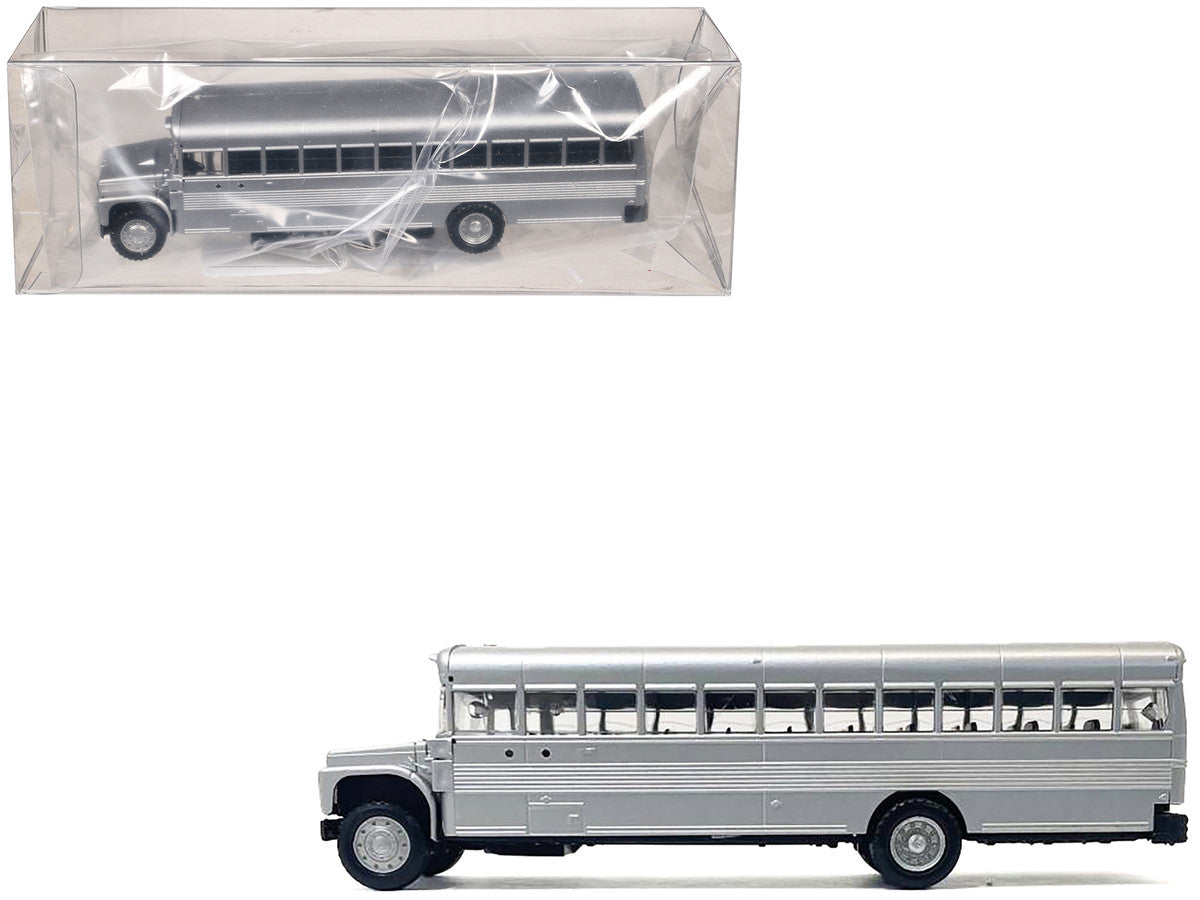 School Bus Silver Metallic 1/87 (HO) Plastic Model by Promotex LuxuryLifeWay Online Store