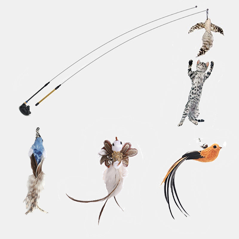 Steel Wire Feather Funny Cat Stick Long Rod Pets Fashion