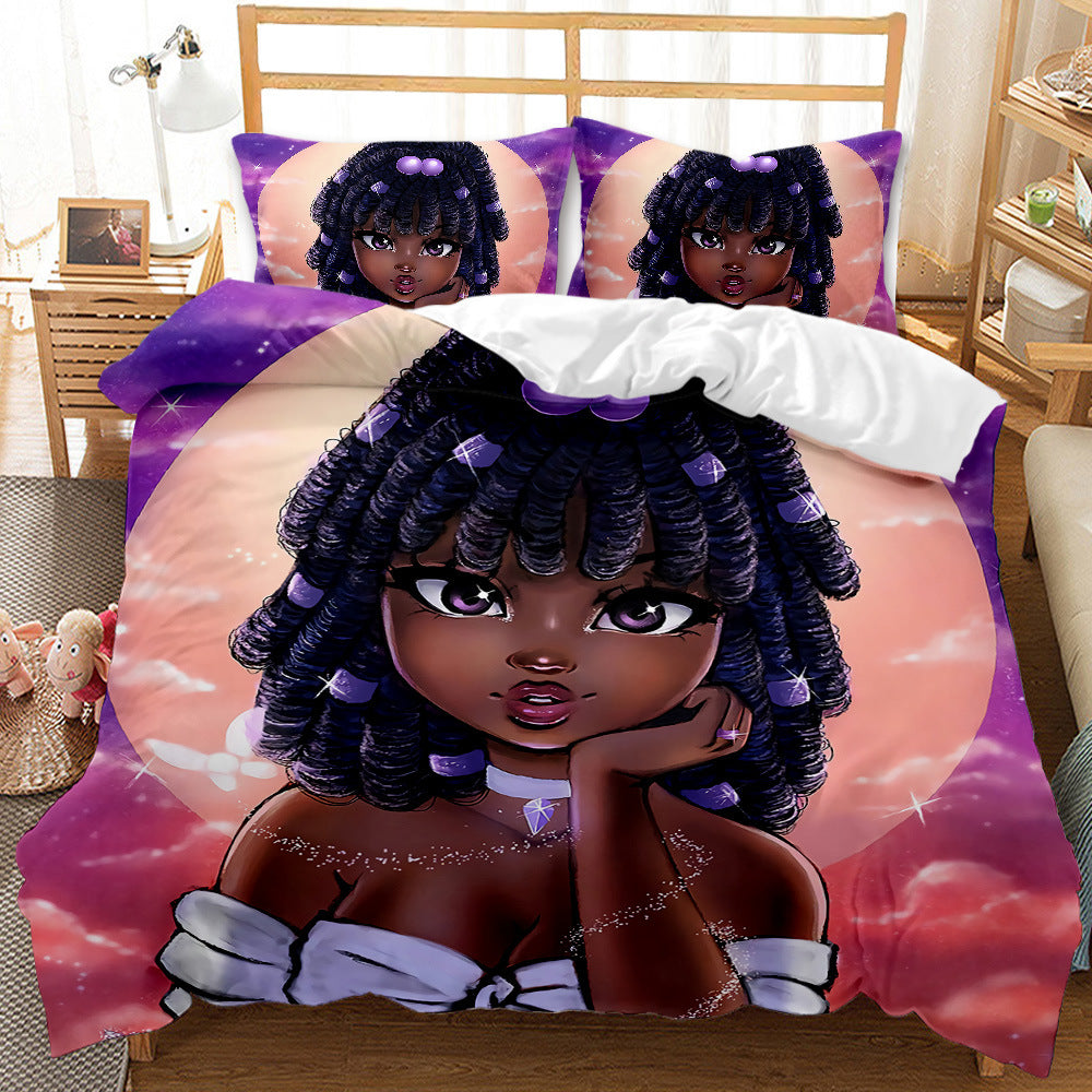 3D Printed Duvet Cover Four-piece Bedding Set For African Girls