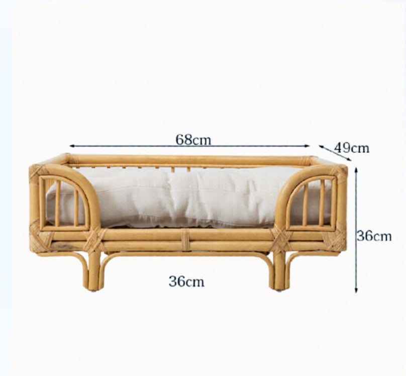 Natural Rattan Square Dog Bed Minimalist Handmade Pet Bed Pets Fashion
