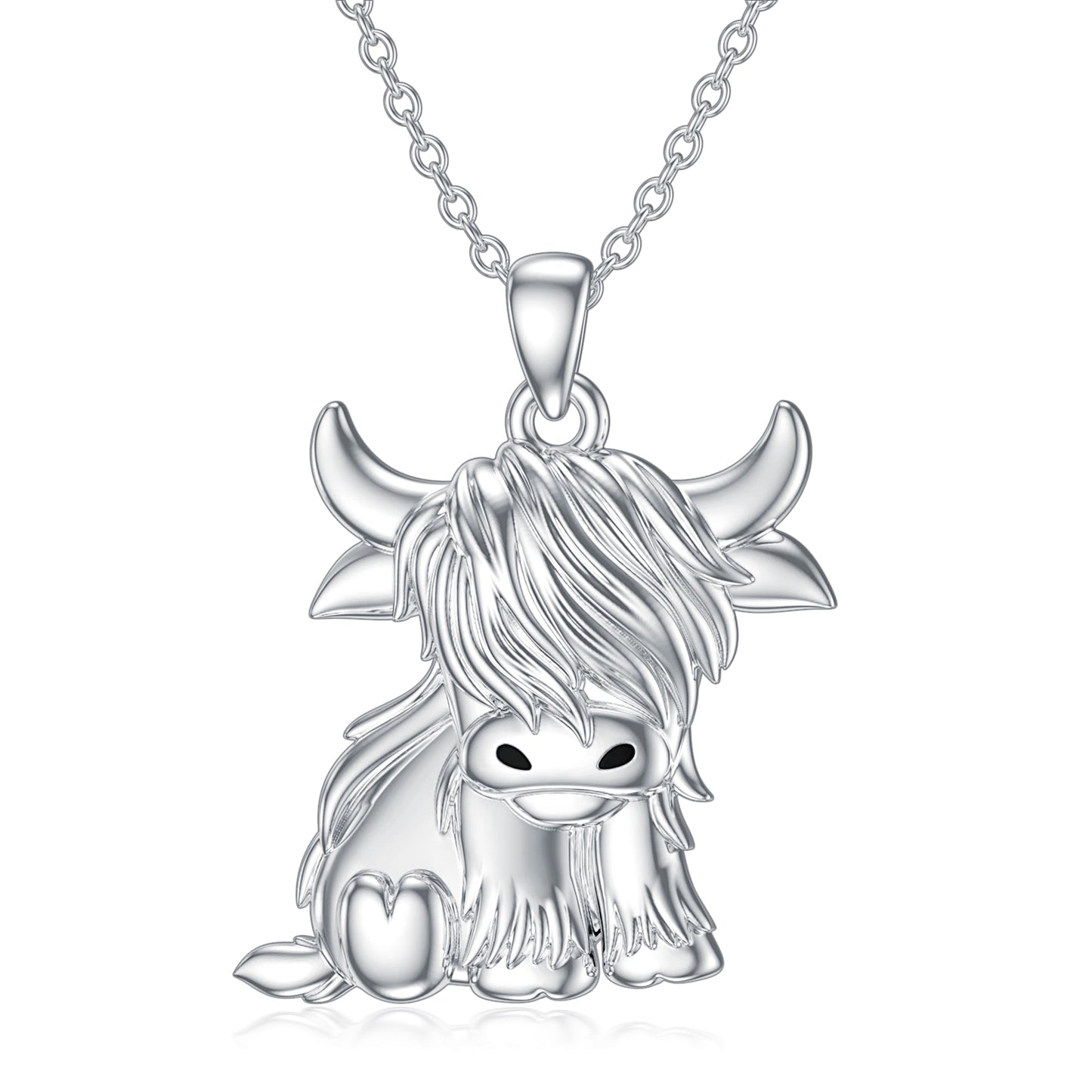 Highland Cow Necklace Anklet for Women 925 Sterling Silver Cow Crystal Necklace LadyShow.Store