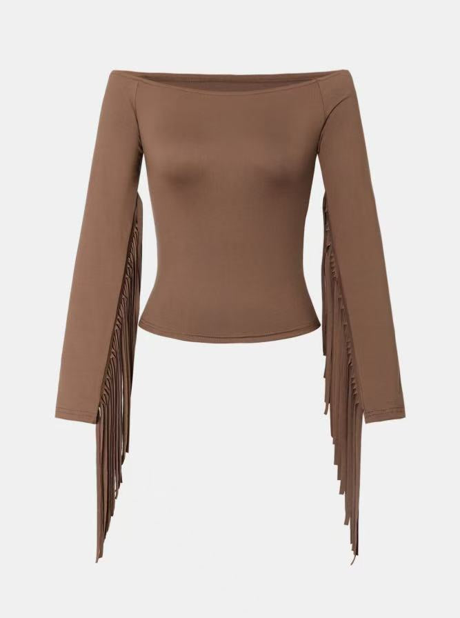 Retro Western Fringe Fitted T-shirt LadyShow.Store