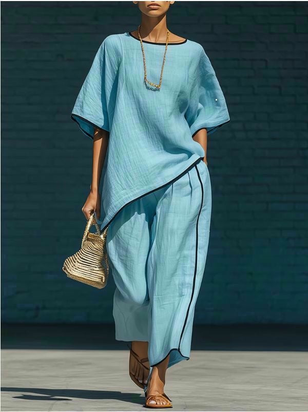 Casual Resort-Style Fashionable Loose Two-Piece Set For Women NorixaFashion.com