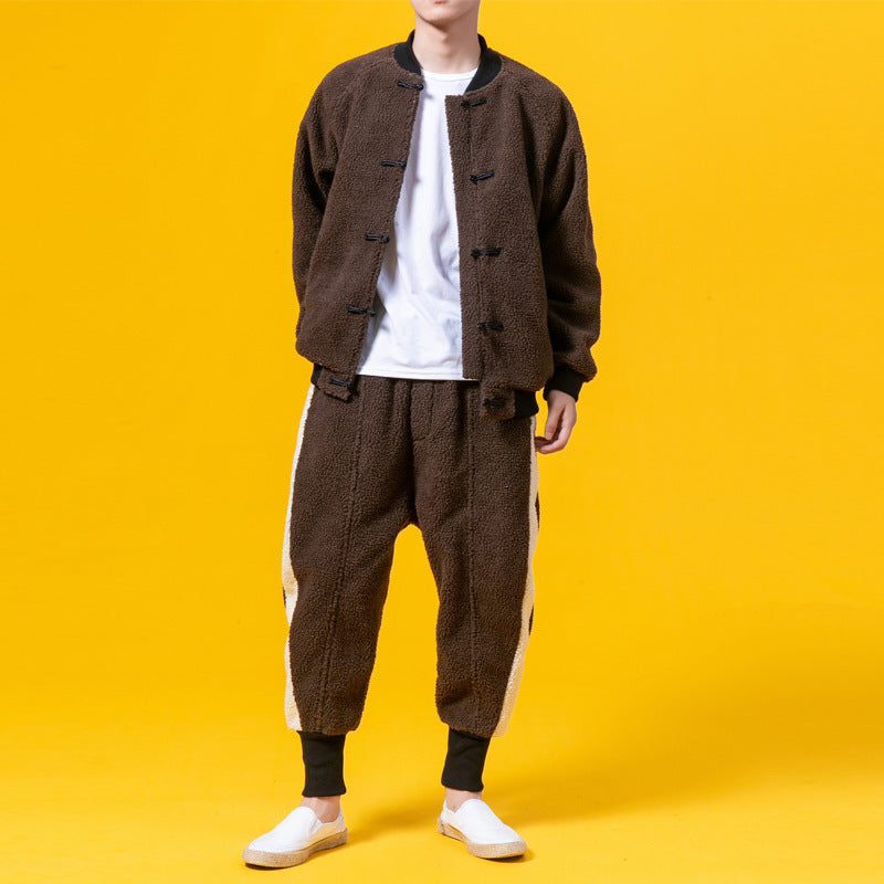 Chinese Style Winter Outfit with Cotton Jacket and Pants Pi-Mart
