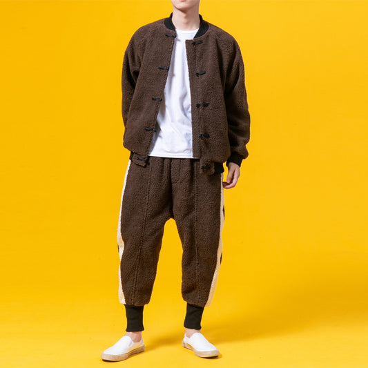 Chinese Style Winter Outfit with Cotton Jacket and Pants Pi-Mart