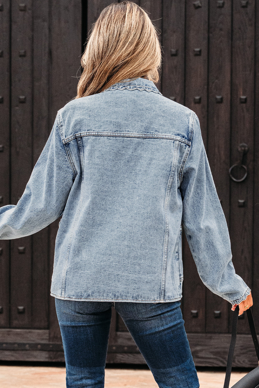 Brooklyn Scallop Trim Button Up Denim Jacket LuxuryLifeWay Online Store