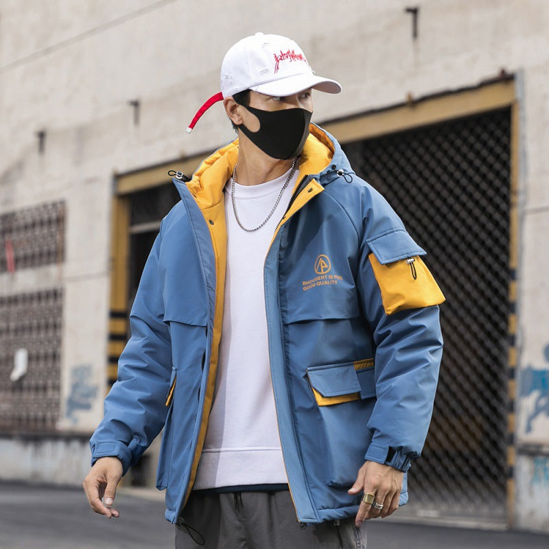 Fashion Print Hooded Cotton Jacket for Men Winter Wear Pi-Mart