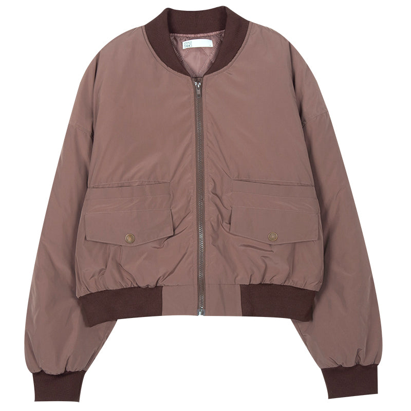 American Retro Coffee Color Short Baseball Cotton Coat Women Best YouTube Store