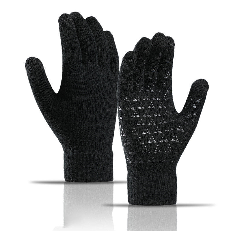 Winter Knitted Gloves For Men And Women Warm Cycling Anti-Cold Anti-Slip Triangular Offset Warm Gloves