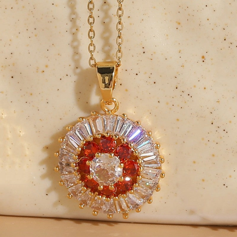 Flower Zircon Dignified Pendant Necklace CJD2