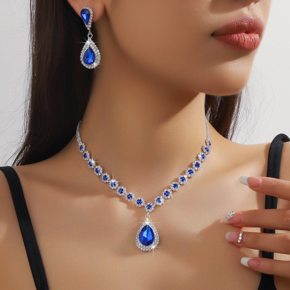 Diamond Necklace Earrings And Bracelet Three Piece Jewelry Set LuxuryLifeWay Online Store
