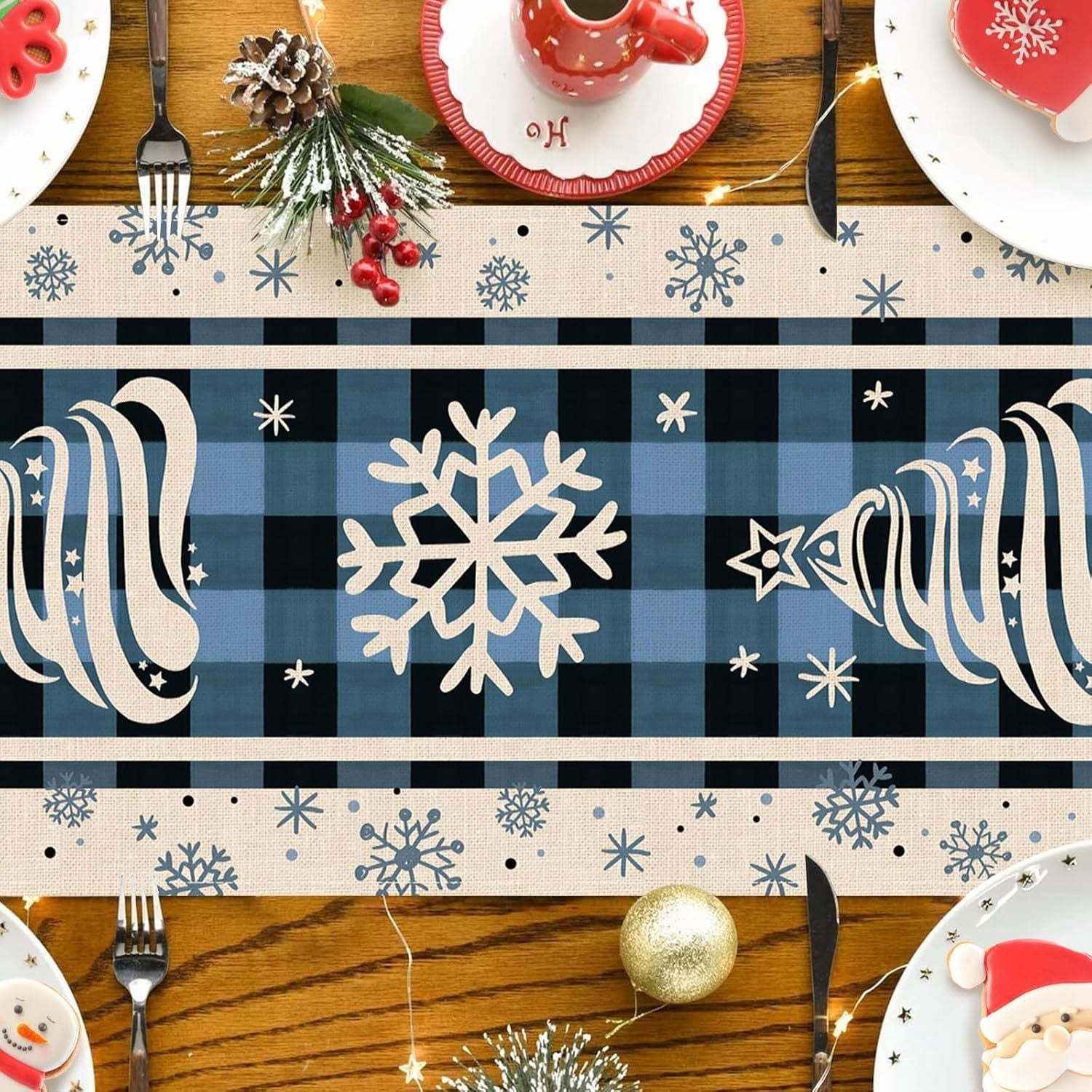 Christmas Trees Merry Xmas Table Runner, Seasonal Winter Holiday Kitchen Dining Table Decoration For Indoor Outdoor Home Party Decor 13 X 72 Inch PearlNestDecor.com