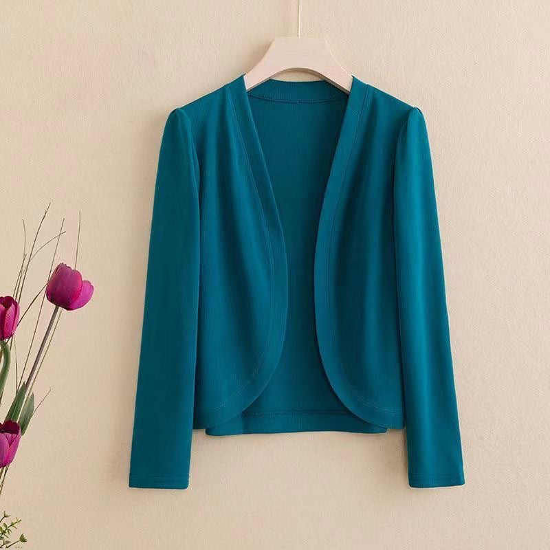 Shawl Cardigan Short Cardigan Pure Color All-matching Women NorixaFashion.com