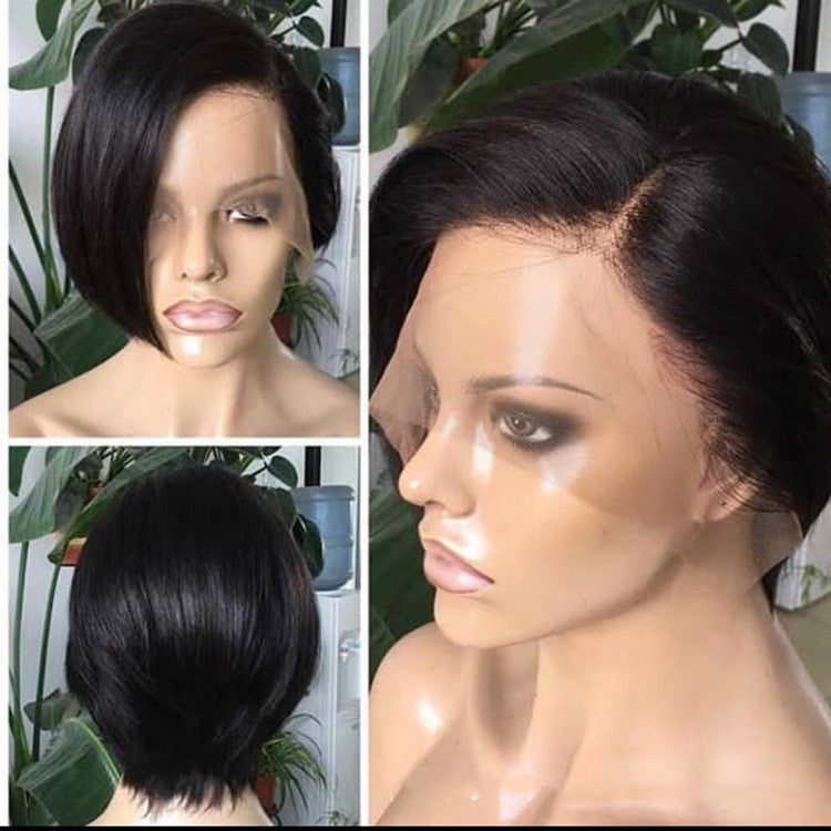 Wig Headgear Bob Wigs Real Hair Semi-woven Short Straight Hair LuxuryLifeWay Online Store