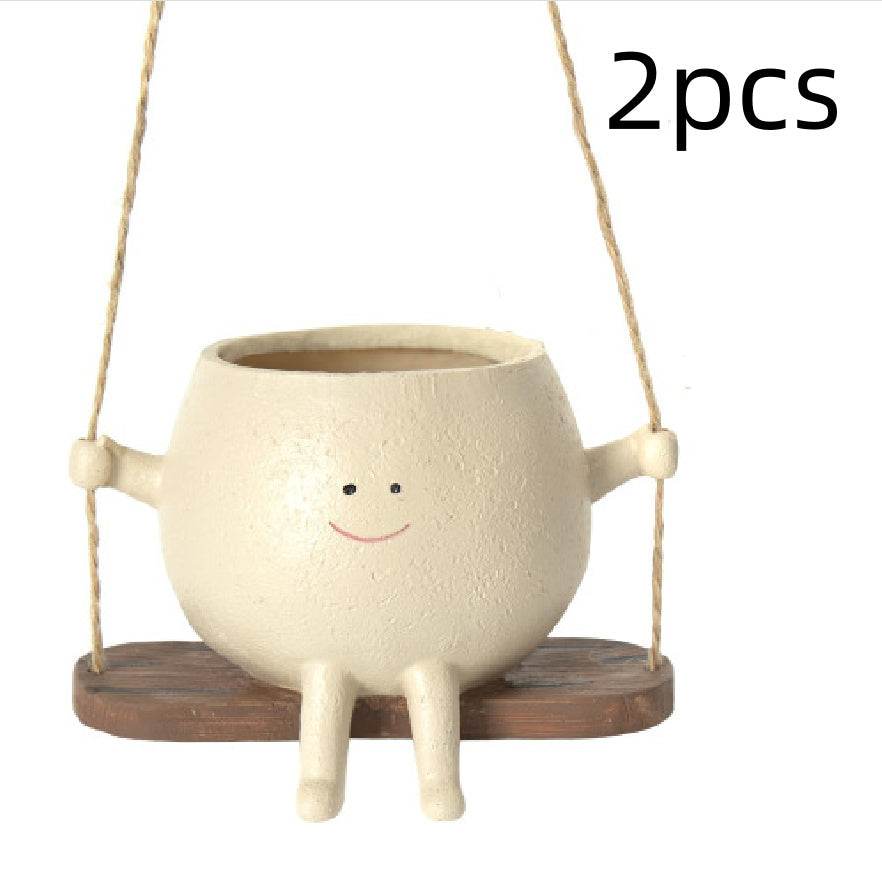 Hanging Swing Face Planter Pot PearlNestDecor.com