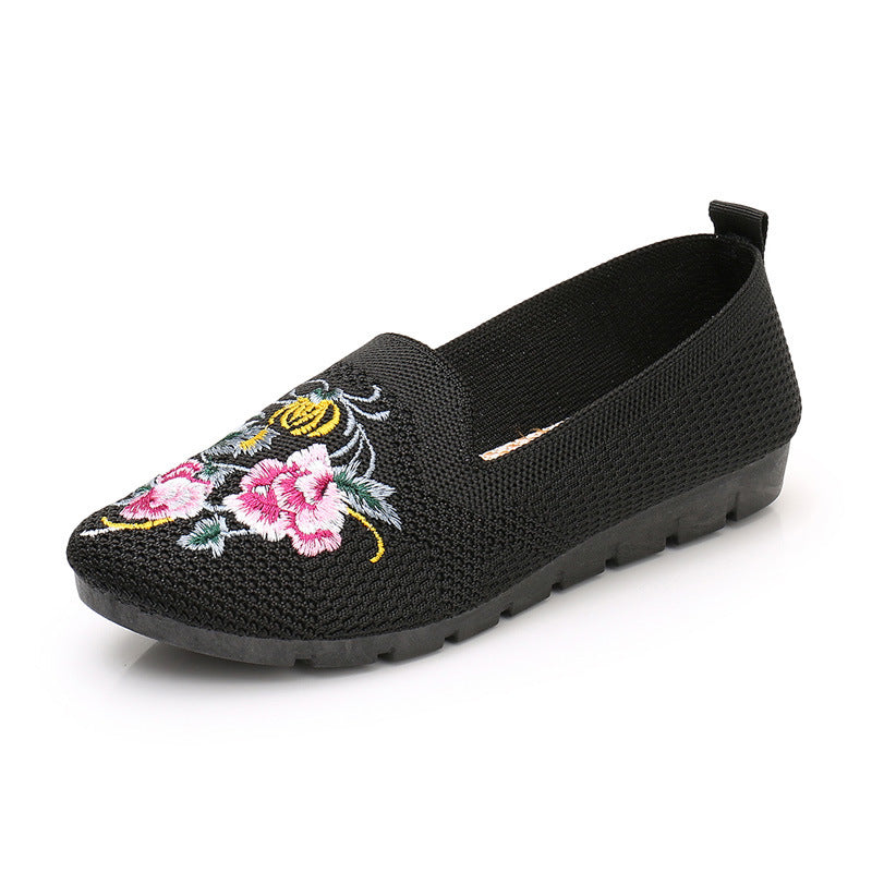 Cloth Shoes Women Embroidered Shoes Flying Woven Breathable Mesh Shoes LadyShow.Store