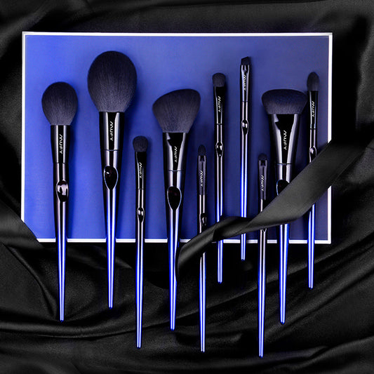 Blue 10 Makeup Brushes Set CJD2