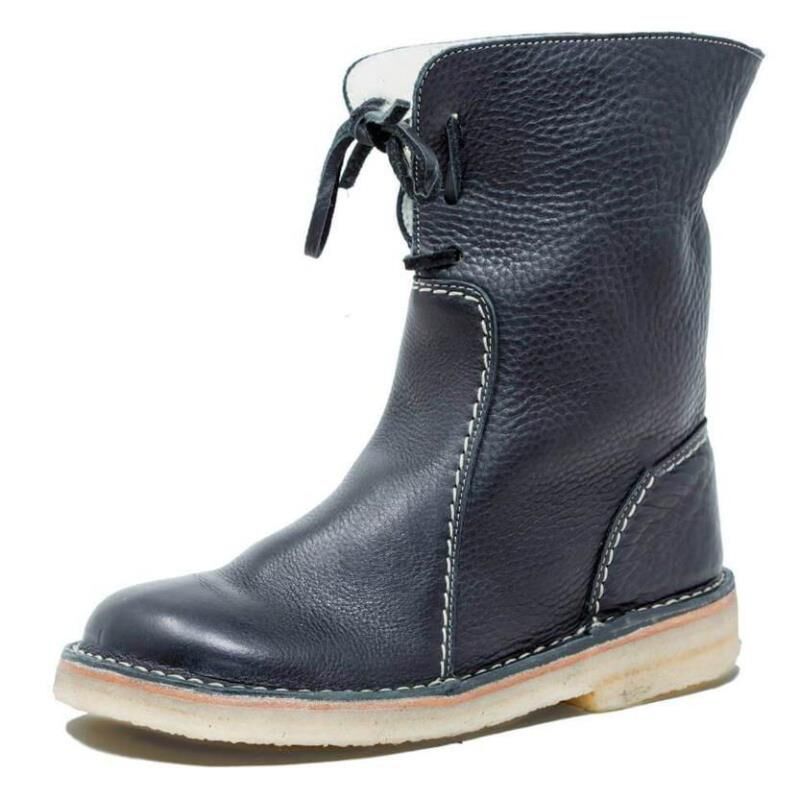 Large Size Women's Casual Lace-up Fleece Warm Martin Boots LadyShow.Store