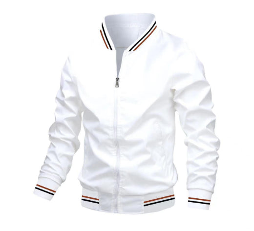 Men's Striped Zip-up Jacket With Pockets Fashion Casual Outerwear Sports Baseball Clothing Spring And Fall LadyShow.Store