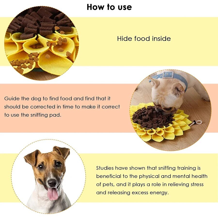 Non Slip Dog Sniffing Snuffle Mat Washable Sunflower Slow Feeding Food Pet Nosework Training Treat Pets Fashion