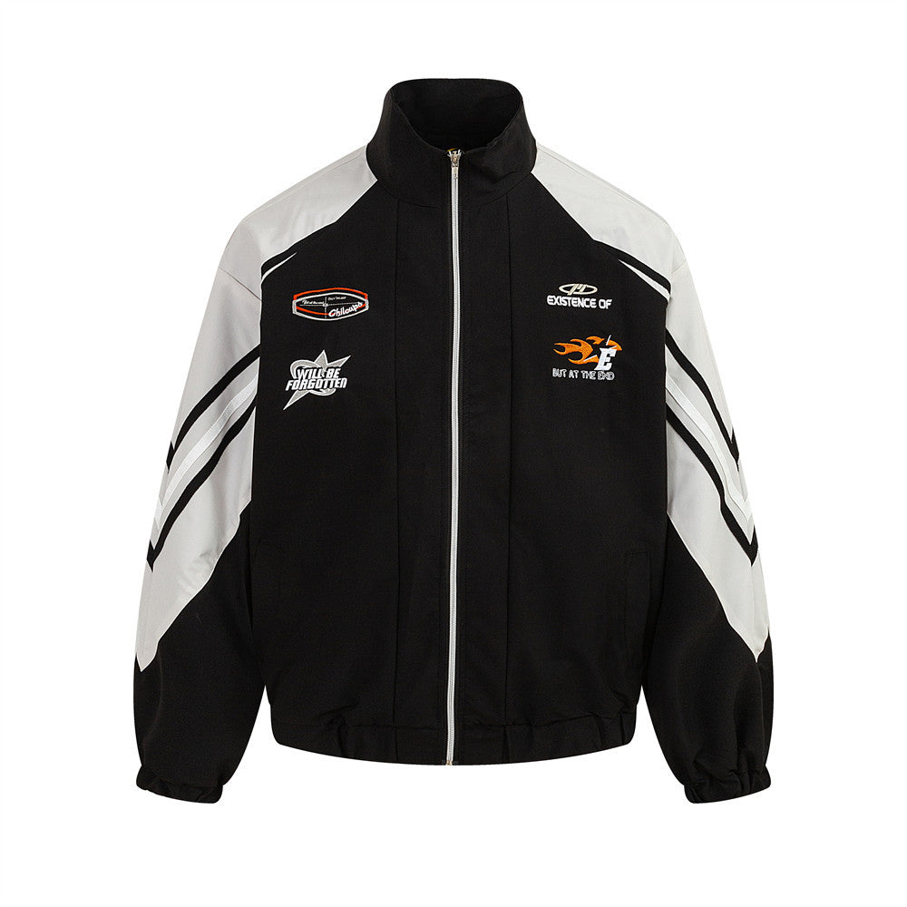 Motorcycle Racing Suit Jacket Stitching Contrast Color Design Sense Men LadyShow.Store