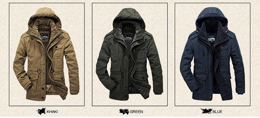Men's Thick Cotton Jacket with Hood for Winter Pi-Mart