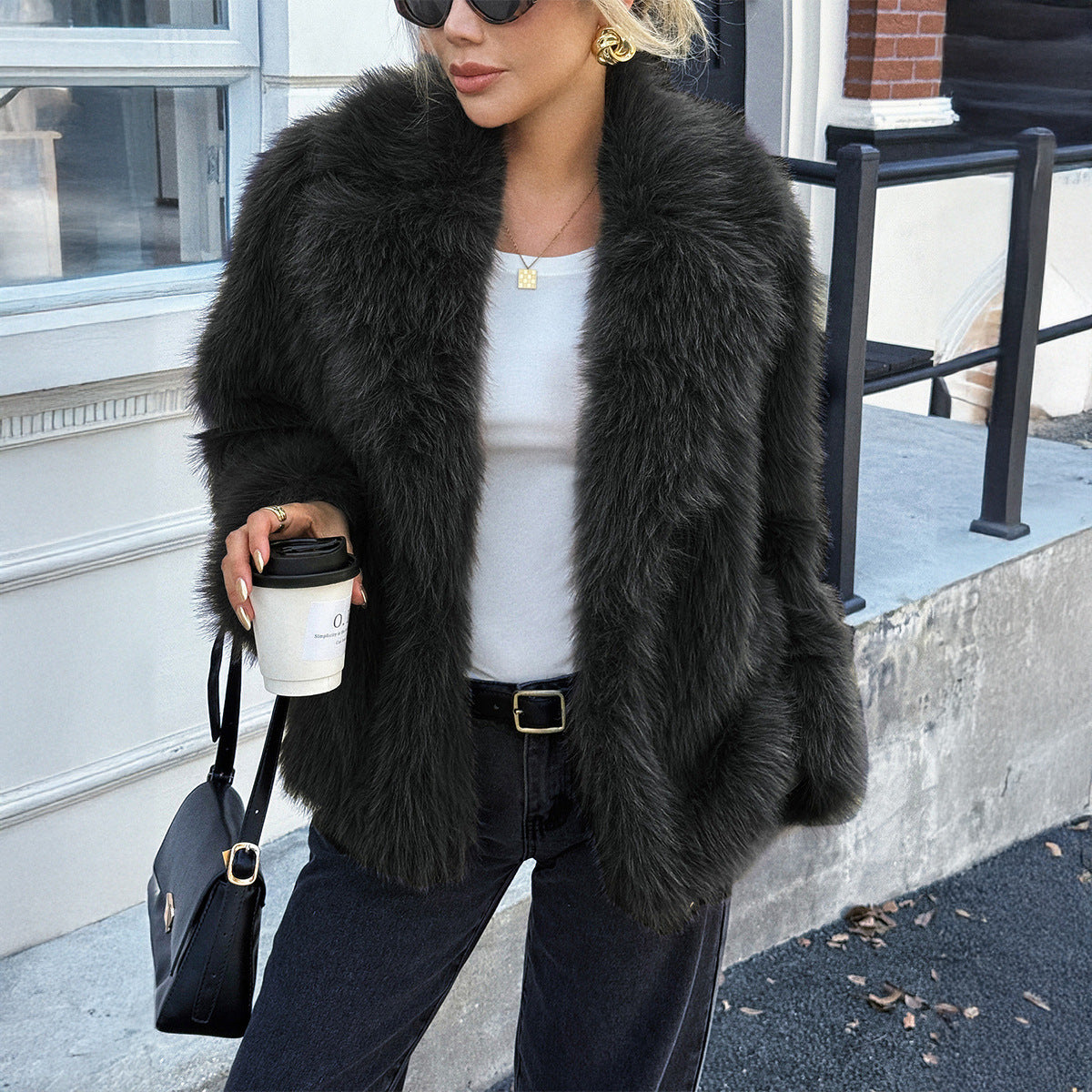 Solid Color Fluff Long Sleeve Coat Women's Clothing Best YouTube Store