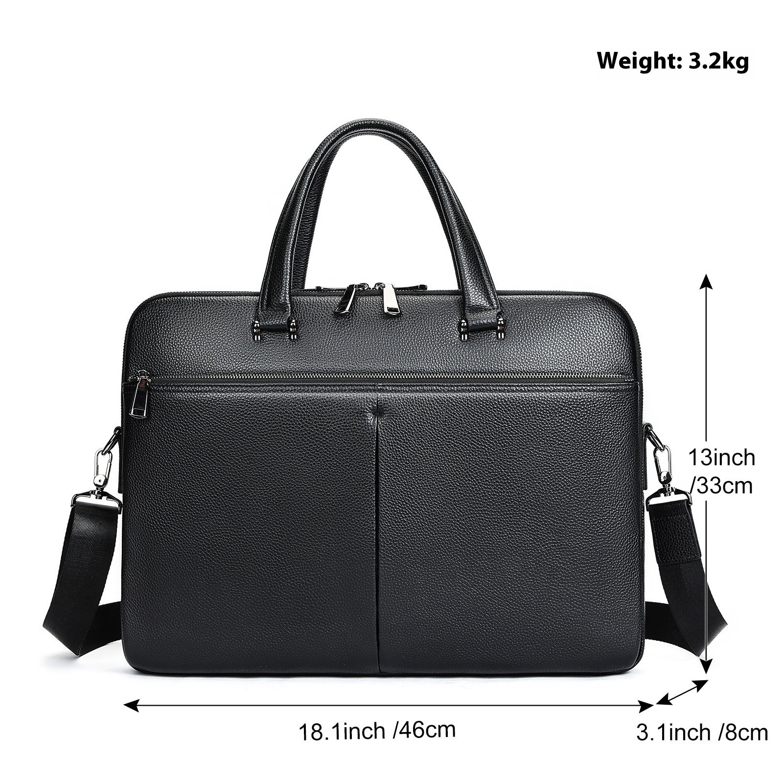 Men's Handbag Horizontal Briefcase Large Capacity First Layer Cowhide 17-inch Computer Bag CJD