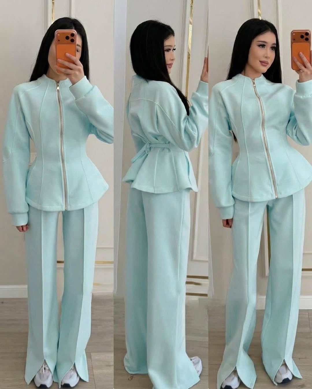 2026 Autumn High-End Light Luxury Chanel Style Outfit Two-Piece Set Solid Color Long-Sleeve Jacket European And American Amazon NorixaFashion.com