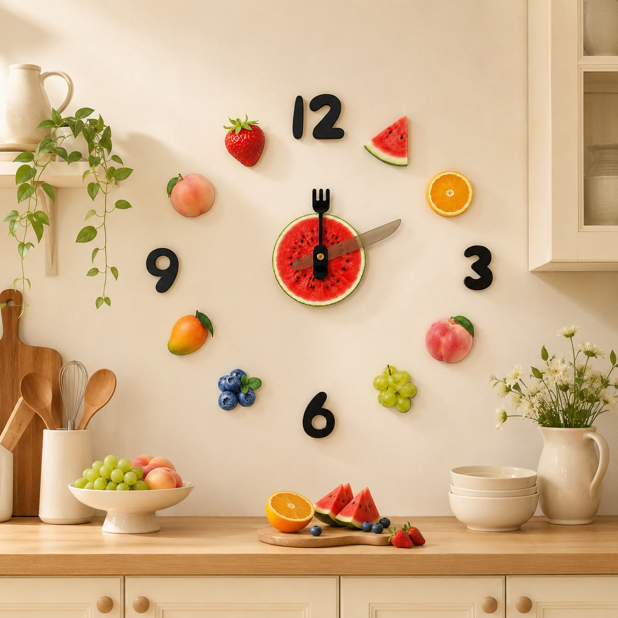 Fruit Decor Magnetic Fridge Wall Clock PearlNestDecor.com