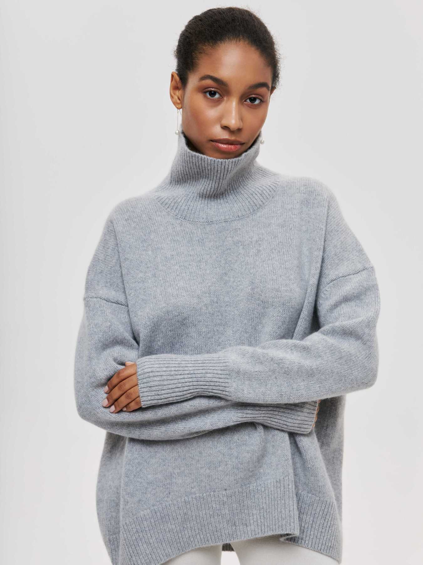 Winter Turtleneck Sweater Ins Solid Color Long Sleeve Pullover Top Women's Clothing LadyShow.Store