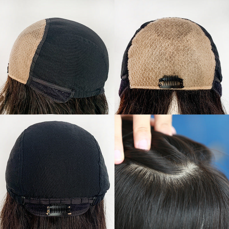 Women's Hand Woven Double Delivery Needle Wig Sheath Real Human Hair Silk Sleeve LuxuryLifeWay Online Store